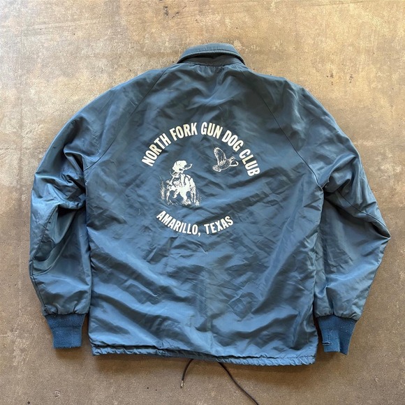 Vintage 70s Pla-Jac Dunbrooke Gun Dog Club Amarillo Coach Jacket USA Texas
